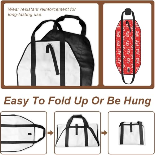 AMRANDOM Santa Claus Laugh Christmas Firewood Log Carrier Tote Outdoor Large Capacity Firewood Carrier Bag with Handles - color: Color1027