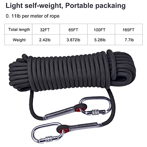 Climbing Rope, Rappelling Rope - color: Black, size: 65FT