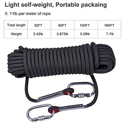 Climbing Rope, Rappelling Rope - color: Black, size: 100FT