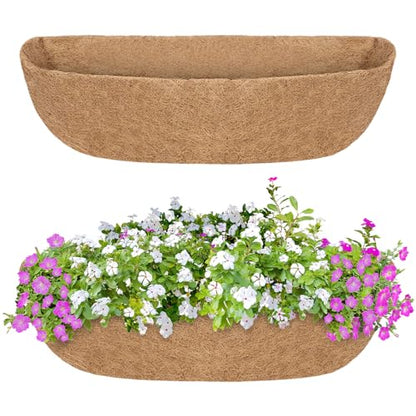 GreatBuddy 2 Pcs Coco Liners for Planters 24 Inch, Sturdy Window Box Liners, Perfect Planter Liners Replacement for The Old, 100% Natural, Easy to Straighten Out - size: 24 inch