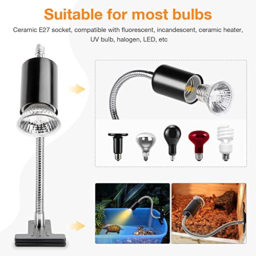 Reptile Heat Lamp, UVA UVB Reptile Light with 360° Rotatable Hose and Timed, Heating Lamp with 2 Bulbs Suitable for Bearded Dragon Reptiles Turtle Lizard Snake (Heat Lamp 25w/50w Bulb) - style: Single-Head-Lamp