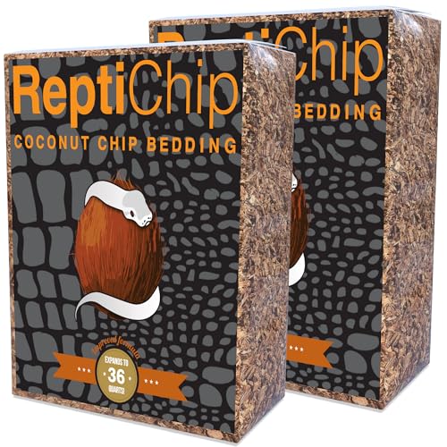 ReptiChip Reptile Bedding Loose Coconut Chip 36 Quart 2 Pack Coco Husk Substrate Mulch for Snake Habitat, Ball Python Terrarium, Turtle Tanks, Tortoise Enclosure