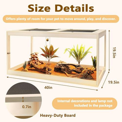 Retile Tank,Bearded Dragon Tank,Lizard Tank with Metal Mesh Roof Door, Acrylic Panel Snake Tank with Lock Design,Oak,60Gallons - color: Oak, size: 60 Gallons
