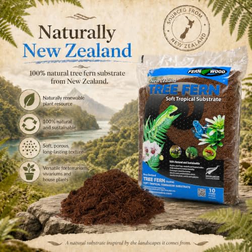 Fernwood Orchid Growing Medium and Reptile Substrate - 10 Liter (9.1 Quart) | Tree Fern for Orchids, Aroids, and Other Epiphytes | Use in Terrariums and Vivariums | Natural, Organic, Long Lasting