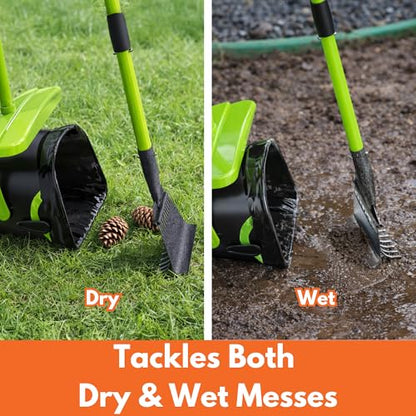Dry & Wet Dog Pooper Scooper with 40" Long Handle for Large Dogs | Dog Poop Shovel and Rake , Large Capacity Swivel Bin, Bag Attachment, 75 Bags, Poop Scoop for Yard, Patent Pending