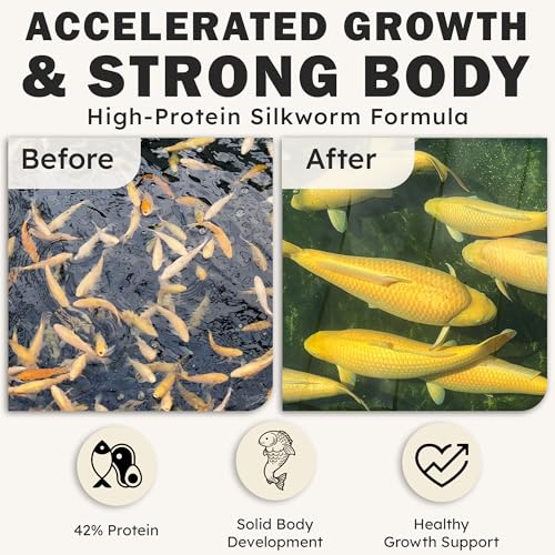 HARUTO Koi Food Growth Silk Worm 11lb - Body Growth & Protein Formula | Silkworm powder formula - high protein koi food supporting body development, healthy scales & clear water pond feeding.