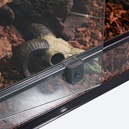 REPTI ZOO 50 Gallon Reptile Glass Terrarium Tank Double Hinge Door with Screen Ventilation Large Reptile Terrarium 36" x 18" x 18"(Knock-Down) - color: Black