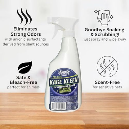 Kage Kleen 16 oz. - 100% Natural, Eco-Friendly, Pet-Safe, Multi-Surface Cleaning Spray for Cages & Accessories