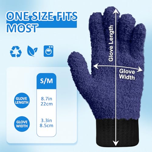 MIG4U 2 Pairs Microfiber Gloves - Dusting Gloves for House Cleaning - Washable Blind Cleaner Duster Tool (Navy,S/M) - color: Navy 2 Pairs, size: Small-Medium
