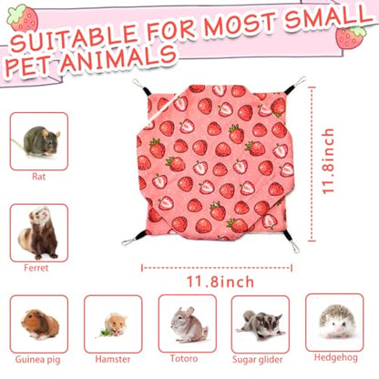 LEFTSTARER Rat Ferret Hammock Toy and Cage Accessories for Guinea Pig Hamster Rat Sugar Glider Ferret Parrot to Hide Sleep Play (Strawberry)