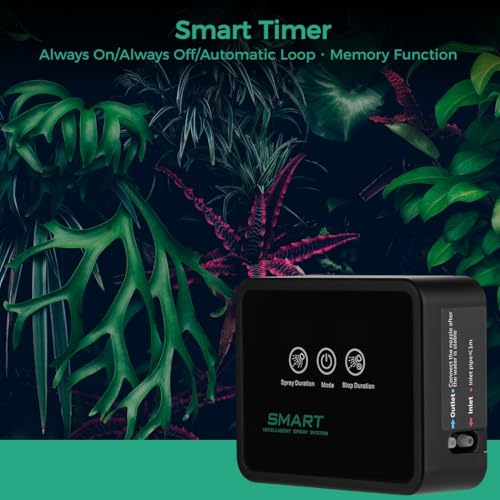 Automatic Mister for Reptile Terrarium Tank with Smart Spray System, Timer, 360°Adjustable Misting Nozzles & Led Touch Screen for Rainforest Amphibians