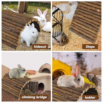 kathson Rabbit Bridge Wooden Hamster Climbing Tunnel Bunny Extra Large Ladder Wood Flexible Hideout for Guinea Pig Chinchilla Ferret Hedgehog Rat Squirrel and Other Rodents(26 x 16 in) - size: XL (26.0 x 16.0 inches)