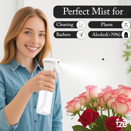 FZE® Continuous Spray Bottles 2 pack (10 Oz/300ml) with Ultra Fine Mist for Hair spraying, Watering Plants, Durable Solution and Your Go-To Kitchen Companion for Everyday Use