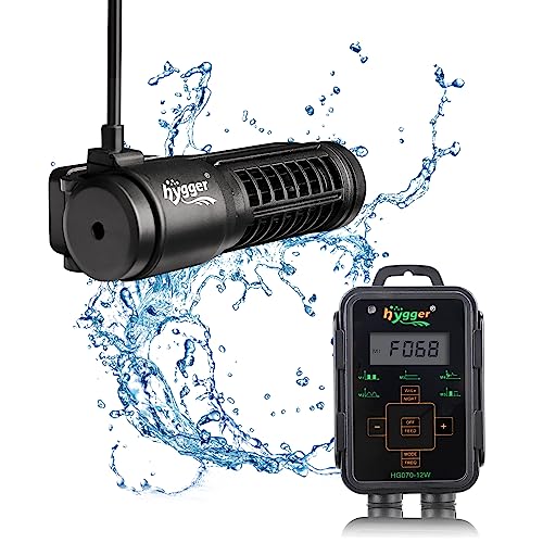 hygger Aquarium Wave Maker 1321 GPH 12W, Adjustable Cross Flow Pump with LED Display Controller, Magnetic DC 24V Aquarium Powerhead for Freshwater and Marine Reef Aquariums Up to 60 Gallon - style: 12W