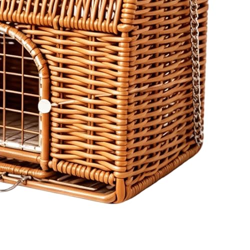 Reptile Carrier with Handle Sleeping House | All Season Washable Rattan Bird Carrier Travel Cage for Lizard Leopard Gecko Spider Tortoise Snake Bunny