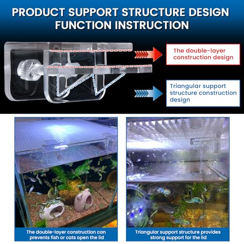 NestBasics 6pcs Aquarium lid Clips Fish Tank top Cover lid Support Holder Clip for Rimless or Rim Fish Tank