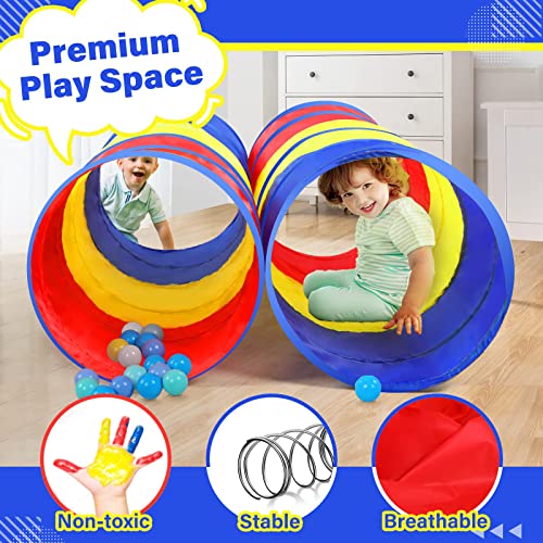 PigPigPen Kids Tunnel for Toddlers,Pop Up Play Tunnel Tent for Babies or Dogs, Indoor & Outdoor Toys for Kids Backyard Playset (Classic 2 Pack Tunnels) - style: Classic 2 pack tunnels