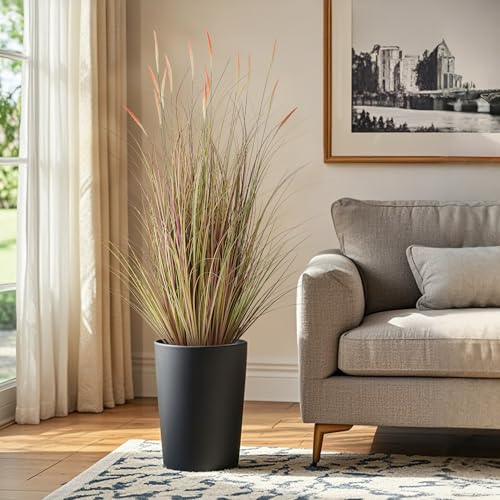 4ft 2-Pack Artificial Cattail Reed Grass, 47.2’’ Fake Indoor Outdoor Plants | Artificial Onion Grass Floor Plant, Home Office Wedding Decorative Potted Plants, Housewarming Gift, Pink - size: 4FT