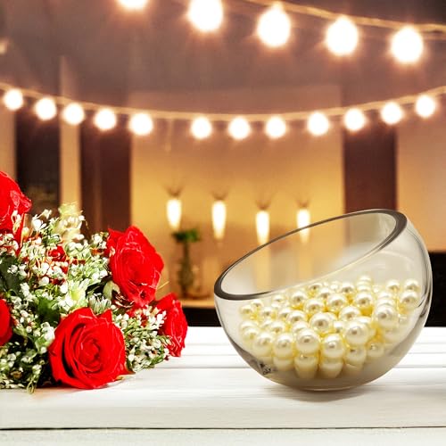 WGVI Slant Cut Bowl Glass Vase, Width 6.7", Height 5", Clear Terrarium, Candy Dish, Fruit Jar, Floral Container for Wedding Party Event, Home Office Decor, 1 Piece - size: Slant Bowl 5"H