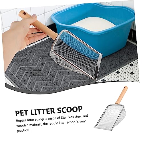 Metal Cat Litter Scoop Wooden Handle for Easy Cleaning of Reptile Waste for Tortoises Lizards and Pets Construction