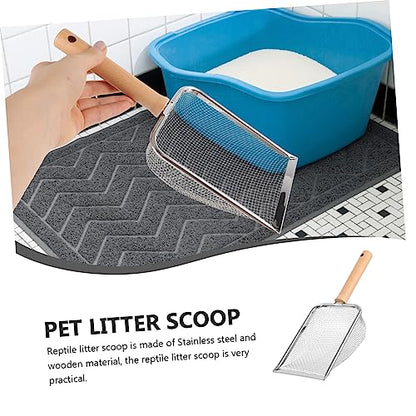 Metal Cat Litter Scoop Wooden Handle for Easy Cleaning of Reptile Waste for Tortoises Lizards and Pets Construction