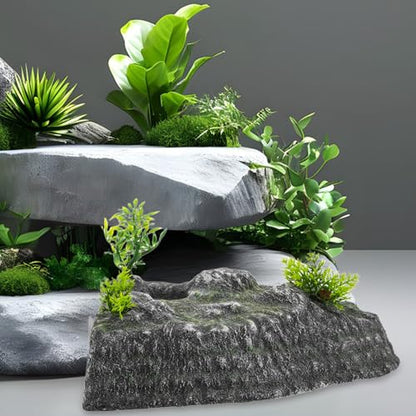 Uonlytech Turtle Basking Platform and Climbing Ramp Resin Floating Turtle Resting Stand Natural Stone Landscaping Ornament for Aquarium and Reptile Habitat