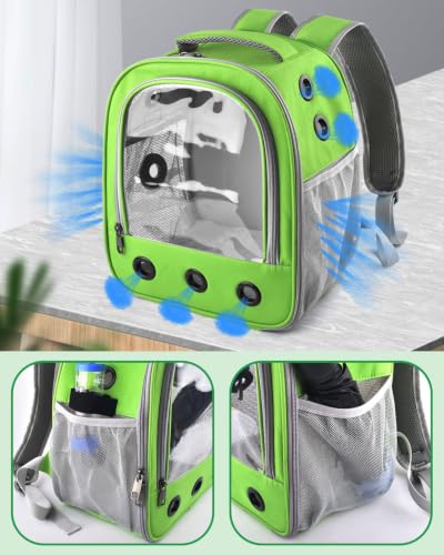 DBNESS Guinea Pig Carrier Backpack, Portable Rabbit Travel Carring Bag for Pet Bunny Chinchilla Bearded Dragon Hamster Parrot Outgoing Pouch Case with Water Bottle Holder & Detachable Pad (Dark Green) - color: Dark Green