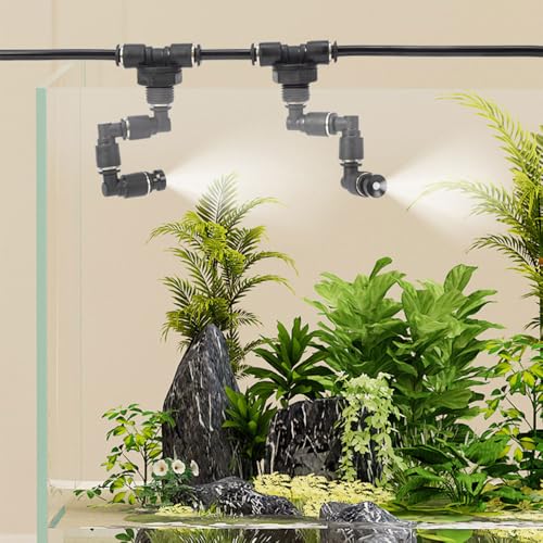 DONGKER Reptile Misting Nozzles,1/2PCS 360° Adjustable Reptile Mister Spray Nozzle Connect 1/4'' Tub for Rainforest GreenhouseTank Pet Cooling - color: 2PCS