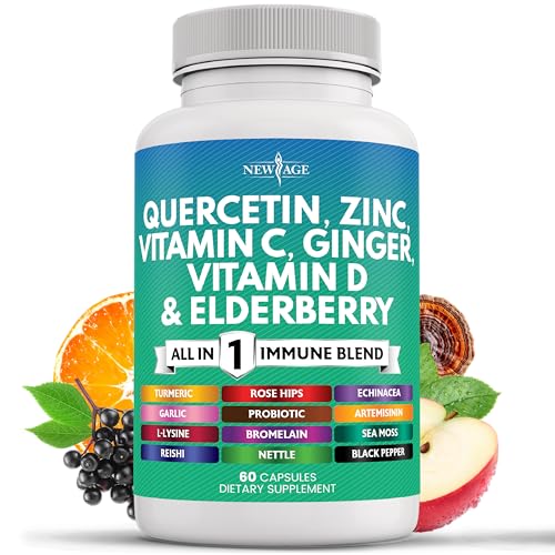 Quercetin Zinc Vitamin C Vitamin D Bromelain Elderberry - Nettle Supplement with Artemisinin, Sea Moss, Echinacea - 60 Count - size: 60 Count (Pack of 1)