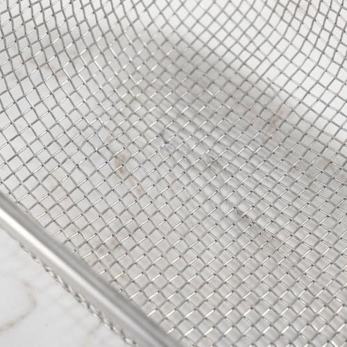 Kisangel Stainless Steel Reptile Sand Scoop with Expanded Scoop Surface 2pcs with Antislip Handle and Stainless Steel Mesh Comfortable Arc Design for Cage and Reptile Tank Cleaning
