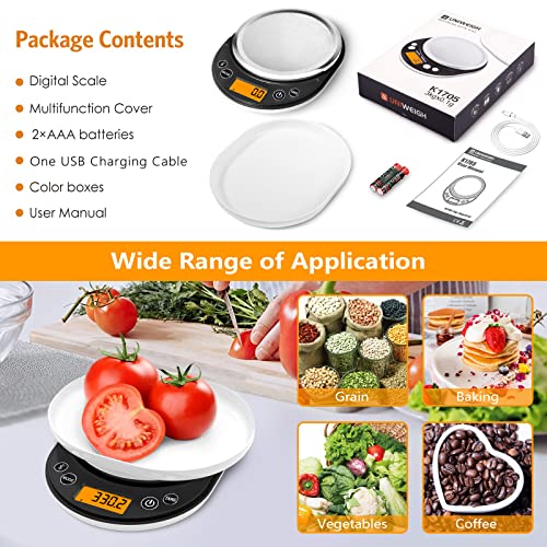 Smart Digital Food Scale Grams and Ounces Kitchen Scale 0.1g/3kg | Scale with Nutritional Calculator,Food Weight Scale for Weight Loss,Keto, Macro,Calorie,Meal Prep,6 units,LCD display