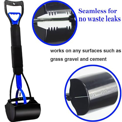 ienjoyed 2-Pack Pooper Scooper for Large Small Dogs Heavy Duty, 28" Long Handle Poop Scoop for Yard, Grass, Gravel, Dog Poop Grabber with High Strength Material and Durable Spring - color: 2-Piece(Green& Blue)