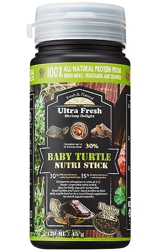 Ultra Fresh Floating Baby Turtle Food, All Natural Ingredients, Wild Sword Prawn, Calcium Vitamin D Enriched for Picky Aquatic Turtles, Baby Turtle Nutri Stick 1.6 oz - size: 1.6 Ounce (Pack of 1)
