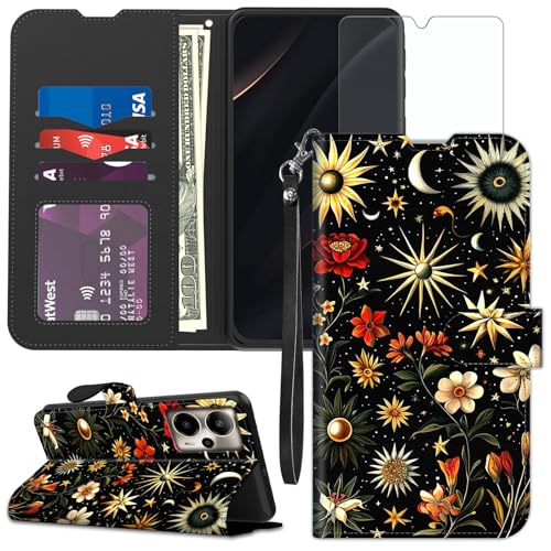 for Cricket Outlast 5G 2024 Wallet case with RFID Blocking Credit Card Holder Kickstand, Folio Flip PU Leather Shockproof Protective Cover for AT&T Motivate Pro 5G, Stars and Moons - color: Stars And Moons