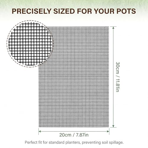 15 Pcs Flower Pot Hole Mesh Pad, 11.8 X 7.8 Inch Mesh Sheet Plastic Eye Meshs Bonsai Meshes Drainage Screens Plant Screen Meshes Bottom Grid Mat for Preventing Soil Leakage DIY