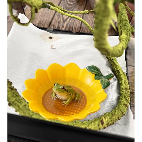 JSLZF Tree Frog Habitat Frog Water Bowl Dish Bathtub Tank Accessories Terrarium Decor Ceramic Aquarium Decoration Sturdy and Not Easy to Knock Over