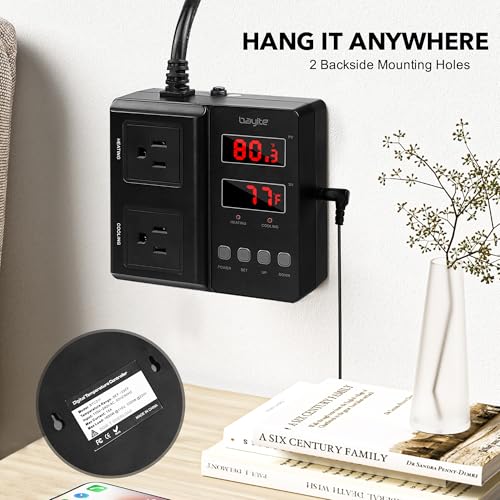 BTC211 Temperature Controller 1650W 15A | Dual Digital Outlet Thermostat Plug, Pre-Wired, 2 Stage Heating&Cooling Mode, 110V - 240V, Fermentation BBQ Reptile Aquarium