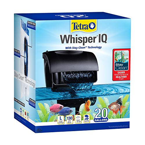 Tetra Whisper IQ 130 GPH Power Filter for Aquariums | For Fish Tanks Up To 20 Gallons, Whisper Quiet, Freshwater Or Marine Fish, Stay Clean Technology For Healthy pH Levels - size: 20-Gallon