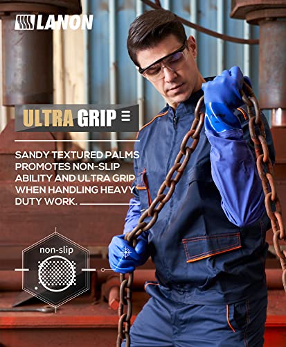 LANON 26" Elbow Length PVC Chemical Resistant Glove,Waterproof,Blue,XXLarge | Waterproof,Long Sleeve Work Gloves,Cotton Liner(Excluding Sleeves),Non-Slip Grip,Heavy-Duty,Acid,Alkali & Oil Protection - size: 2X-Large (Pack of 1)