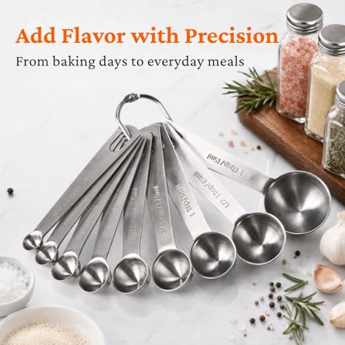 30PCS Measuring Cups and Spoons Set, 7 Nesting Measuring Cups, 18 Measuring Spoons and 5 Mini Spoons, Stainless Steel Kitchen Measuring Set for Dry and Liquid Ingredients, Perfect for Cooking & Baking - size: 30PCS Set