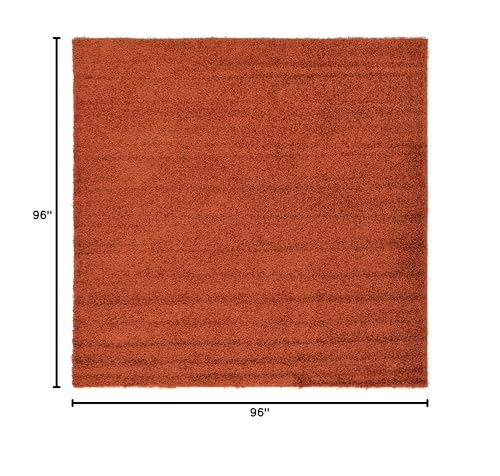 Unique Loom Solid Shag Collection Area Rug (8' Square, Terracotta) - color: Terracotta, size: 8' x 8' (Square)