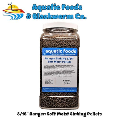 3/16" Soft Moist Sinking Salmon Pellets for Adult Axolotls, Shrimp, Snails, Crabs, Small Amphibians, Bottom Tropical Fish...5-lb Lg Jar - size: 5 Pound (Pack of 1)