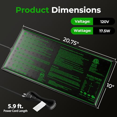 Seedling Heat Mat - KOKOPRO Durable Waterproof Heat mat for Plants Warm Hydroponic Heating Pad for Indoor Home Gardening Seed Starter 10" x 20.75" - color: 1-Pack 10''x20.75''