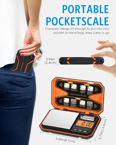 AMIR Digital Pocket Scale, 500g x 0.01g Gram Scale, LCD Display | Digital Food Scale with Tare Function, High precision, 6 Unit Conversion for Food, Jewelry, Coins, Coffee