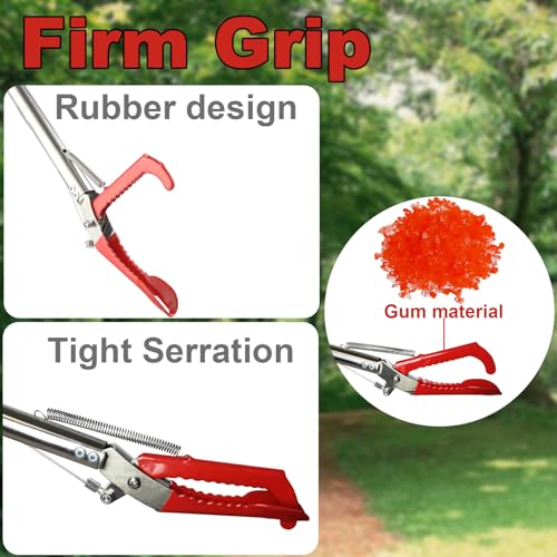 Snake Pole Grabber Catcher, 65 Inch Snake Clamping Tool for Safe Snake Handling and Rattlesnake CaptureMade of stainless steel tubing sponge handles and plastic. (red) - color: Red