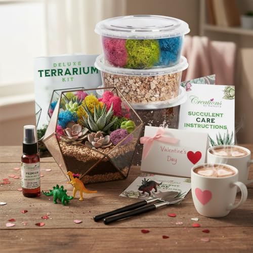 Creations by Nathalie – DIY Large Terrarium Starter Kit with Soil, Moss, Pebbles, Healing Crystal, Tools & Supplies – Terrarium Kit for Adults & Teens, Handcrafted in USA | DIY large terrarium starter kit with premium moss, tools, and essential supplies t