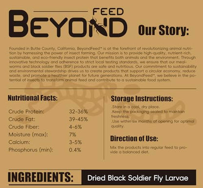 BeyondFeed™ Premium Dried Black Soldier Fly Larvae - High Calcium Supplement for Stronger Eggshells & Molting Recovery - Whole, Large Grubs (Superior to Mealworms) for Chickens, Ducks & Reptiles - size: 2.2 Pound (Pack of 1)