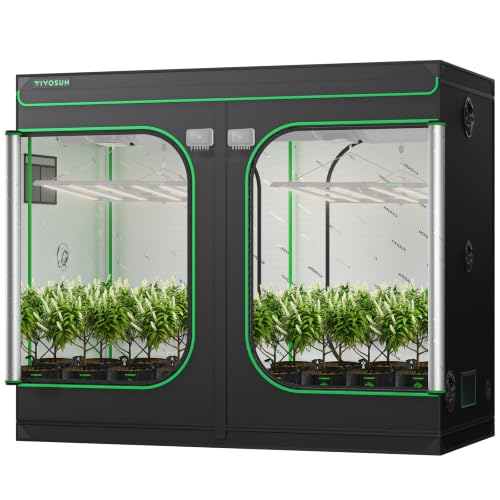 VIVOSUN S848 4x8 Grow Tent 96"x48"x80" High Reflective Mylar Tent | Easy View Observation Window & Floor Tray, 100% Reflective Mylar Interior, Sturdy Metal Frame for Hydroponic Setup - size: 96"x48"x80"