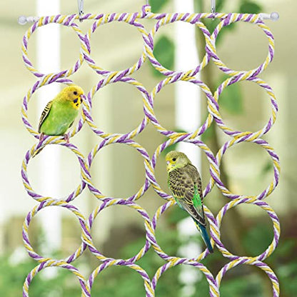 Wontee Bird Rope Climbing Ladder Parrot Hanging Swing Perch for Parakeets Cockatiels Conures Lovebirds Rats (Random Color)