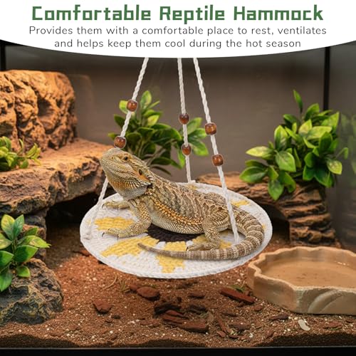 Reptile Hammock Large Bearded Dragon Bed Small Lizard Cage Habitat Tank Accessories Hanging Pet Platform Carrier for Lizard Cage Gecko Chameleon Birds Rats Gecko Lguana Reptiles Snakes